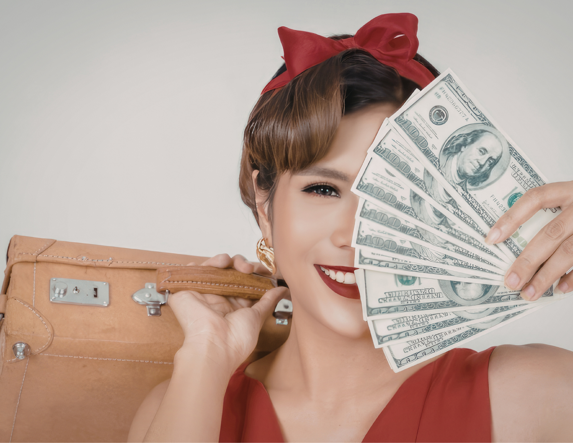 Woman holding money with confidence — financial momentum