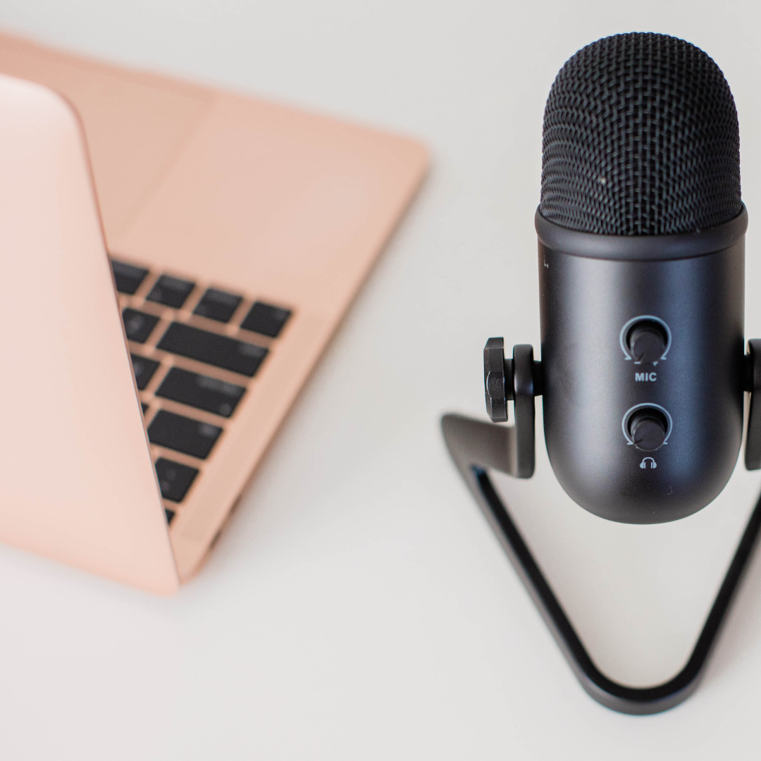 Microphone and laptop — the tools behind the Money Is Not Your Problem podcast
